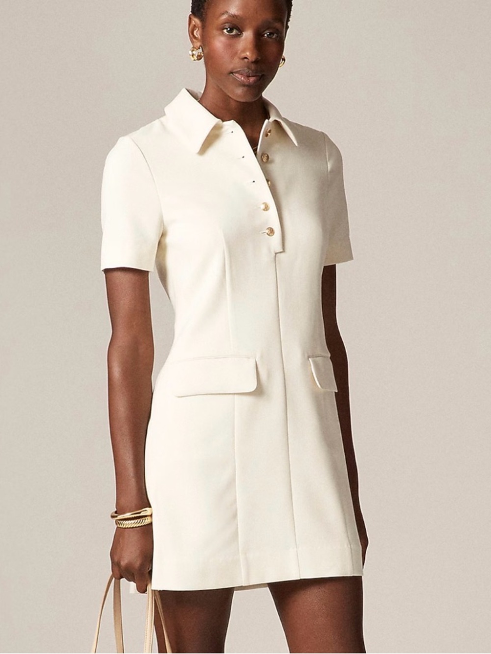 J Crew 12 Parc Dress in Four-Season Stretch ~ Cream Beige Classic Timeless